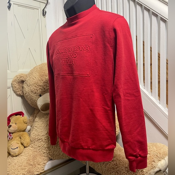 EUC Men’s X-Small (Italian Size 44) Dolce & Gabbana Logo-embossed Sweatshirt Red - Picture 9 of 16